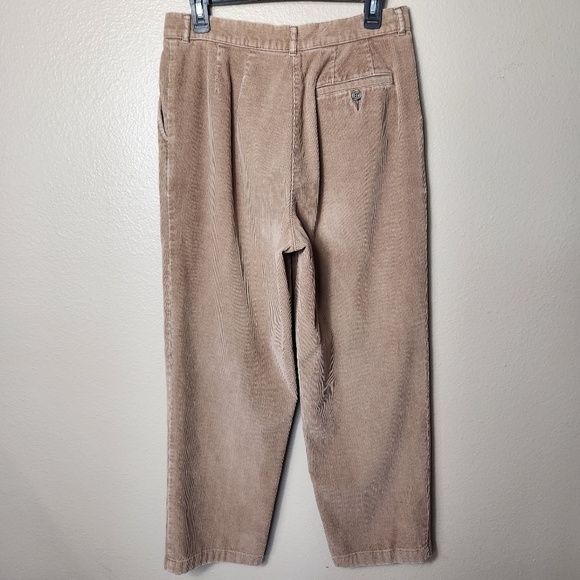 L.L. Bean Vtg Womens Petite Khaki Tan High Rise Pleated Corduroy Pants-Size 12P - Picture 5 of 7